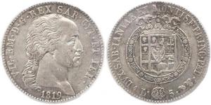 5 Лира Сардинское королевство (1324 - 1861) Серебро Виктор Эммануил I