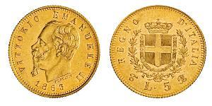 5 Ліра Kingdom of Italy (1861-1946) Золото Victor Emmanuel II of Italy (1820 - 1878)