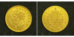 5 Ліра Kingdom of Italy (1861-1946) Золото Victor Emmanuel II of Italy (1820 - 1878)