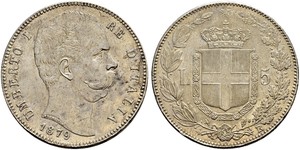 5 Ліра Kingdom of Italy (1861-1946) Срібло Умберто I (1844-1900)