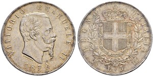 5 Ліра Kingdom of Italy (1861-1946) Срібло Victor Emmanuel II of Italy (1820 - 1878)