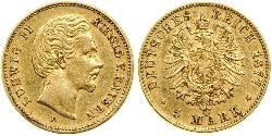 5 Марка Королевство Бавария (1806 - 1918) Золото Людвиг II (король Баварии)(1845 – 1886)