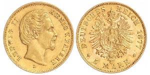 5 Марка Королівство Баварія (1806 - 1918) Золото Людвіг II (король Баварії)(1845 – 1886)