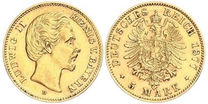 5 Марка Королівство Баварія (1806 - 1918) Золото Людвіг II (король Баварії)(1845 – 1886)