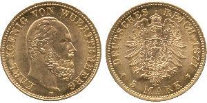 5 Марка Королівство Вюртемберг Золото Charles I of Württemberg