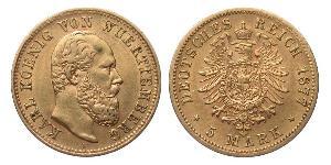 5 Марка Королівство Вюртемберг Золото Charles I of Württemberg