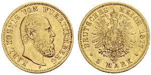 5 Марка Королівство Вюртемберг Золото Charles I of Württemberg