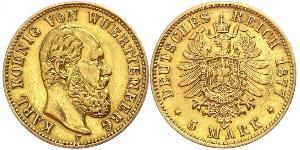 5 Марка Королівство Вюртемберг Золото Charles I of Württemberg