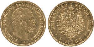 5 Марка Королівство Пруссія (1701-1918) Золото Wilhelm I, German Emperor (1797-1888)