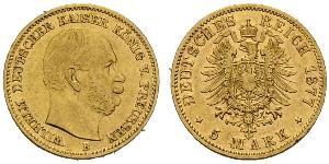 5 Марка Пруссия (королевство) (1701-1918) Золото Wilhelm I, German Emperor (1797-1888)