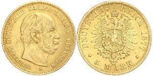 5 Марка Пруссия (королевство) (1701-1918) Золото Wilhelm I, German Emperor (1797-1888)