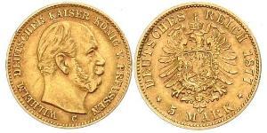 5 Марка Пруссия (королевство) (1701-1918) Золото Wilhelm I, German Emperor (1797-1888)