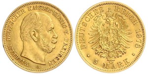 5 Марка Пруссия (королевство) (1701-1918) Золото Wilhelm I, German Emperor (1797-1888)