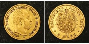 5 Марка Пруссия (королевство) (1701-1918) Золото Wilhelm I, German Emperor (1797-1888)