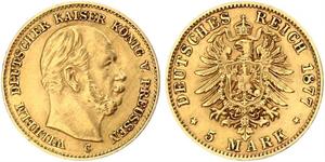 5 Марка Пруссия (королевство) (1701-1918) Золото Wilhelm I, German Emperor (1797-1888)
