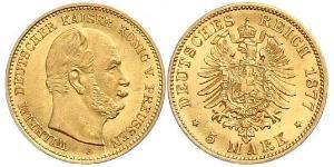 5 Марка Пруссия (королевство) (1701-1918) Золото Wilhelm I, German Emperor (1797-1888)