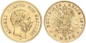 5 Марка Саксония (королевство) (1806 - 1918) Золото 
