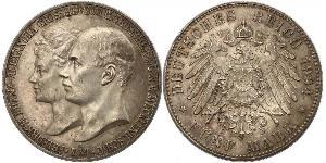 5 Марка Duchy of Mecklenburg-Schwerin (1352-1918) Серебро Frederick Francis IV, Grand Duke of Mecklenburg (1882 - 1945)
