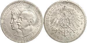 5 Марка Ангальт-Дессау (1603 -1863) Серебро Фридрих II, герцог Ангальта(1856 – 1918)