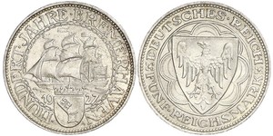 5 Марка Веймарская республика (1918-1933) Серебро 