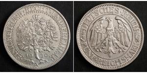 5 Марка Веймарская республика (1918-1933) / Германия Серебро 