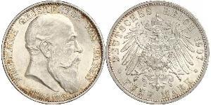 5 Марка Великое герцогство Баден (1806-1918) Серебро Фридрих I (великий герцог Баденский) (1826 - 1907)