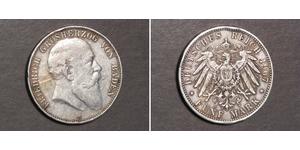 5 Марка Великое герцогство Баден (1806-1918) Серебро Фридрих I (великий герцог Баденский) (1826 - 1907)
