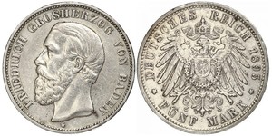 5 Марка Великое герцогство Баден (1806-1918) Серебро Фридрих I (великий герцог Баденский) (1826 - 1907)