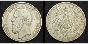 5 Марка Великое герцогство Баден (1806-1918) Серебро Фридрих I (великий герцог Баденский) (1826 - 1907)