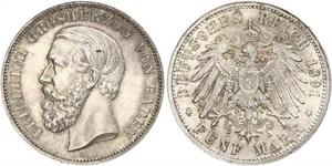 5 Марка Великое герцогство Баден (1806-1918) Серебро Фридрих I (великий герцог Баденский) (1826 - 1907)