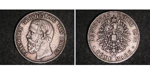 5 Марка Великое герцогство Баден (1806-1918) Серебро Фридрих I (великий герцог Баденский) (1826 - 1907)