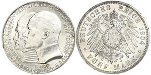 5 Марка Великое герцогство Гессен (1806 - 1918) Серебро Эрнст Людвиг (великий герцог Гессенский) (1868 - 1937)
