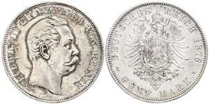 5 Марка Великое герцогство Гессен (1806 - 1918) Серебро Людвиг III (великий герцог Гессенский)