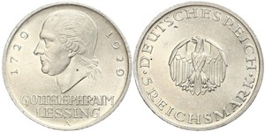 5 Марка Германская империя (1871-1918) Серебро Лессинг, Готхольд Эфраим