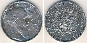 5 Марка Германская империя (1871-1918) / Великое герцогство Баден (1806-1918) Серебро Фридрих I (великий герцог Баденский) (1826 - 1907)