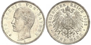 5 Марка Королевство Бавария (1806 - 1918) Серебро Отто I (король Баварии)(1848 – 1916)