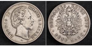 5 Марка Королевство Бавария (1806 - 1918) Серебро Людвиг II (король Баварии)(1845 – 1886)