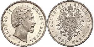 5 Марка Королевство Бавария (1806 - 1918) Серебро Людвиг II (король Баварии)(1845 – 1886)