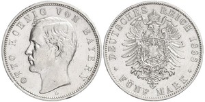 5 Марка Королевство Бавария (1806 - 1918) Серебро Отто I (король Баварии)(1848 – 1916)