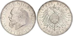 5 Марка Королевство Бавария (1806 - 1918) Серебро Людвиг III (король Баварии) (1845 – 1921)