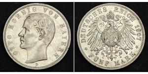5 Марка Королевство Бавария (1806 - 1918) Серебро Отто I (король Баварии)(1848 – 1916)