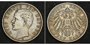 5 Марка Королевство Бавария (1806 - 1918) Серебро Отто I (король Баварии)(1848 – 1916)