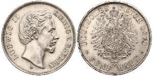 5 Марка Королевство Бавария (1806 - 1918) Серебро Людвиг II (король Баварии)(1845 – 1886)