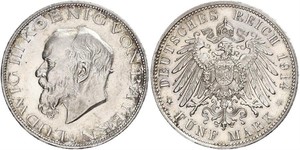 5 Марка Королевство Бавария (1806 - 1918) Серебро Людвиг III (король Баварии) (1845 – 1921)