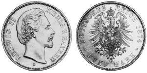 5 Марка Королевство Бавария (1806 - 1918) Серебро Людвиг II (король Баварии)(1845 – 1886)
