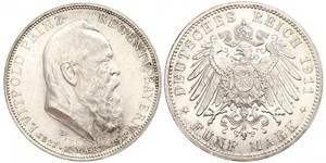 5 Марка Королевство Бавария (1806 - 1918) Серебро Отто I (король Баварии)(1848 – 1916)