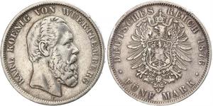5 Марка Королевство Вюртемберг (1806-1918) Серебро Карл I (король Вюртемберга)