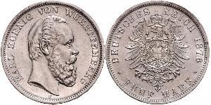 5 Марка Королевство Вюртемберг (1806-1918) Серебро Карл I (король Вюртемберга)
