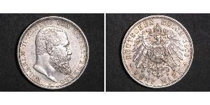 5 Марка Королевство Вюртемберг (1806-1918) Серебро Wilhelm II, German Emperor (1859-1941)