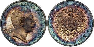 5 Марка Пруссия (королевство) (1701-1918) Серебро Wilhelm II, German Emperor (1859-1941)
